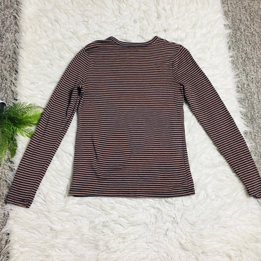 A New Day Stripes Long Sleeve Tee Top Size Medium - Picture 8 of 9